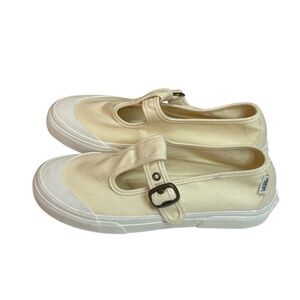 Vans Style 93 Mary Jane shoes in beige linen canvas with a buckle
